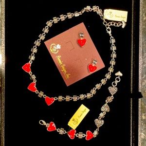 Premier Designs HEART FLIPS Silver & Enamel Necklace, Bracelet & Earrings